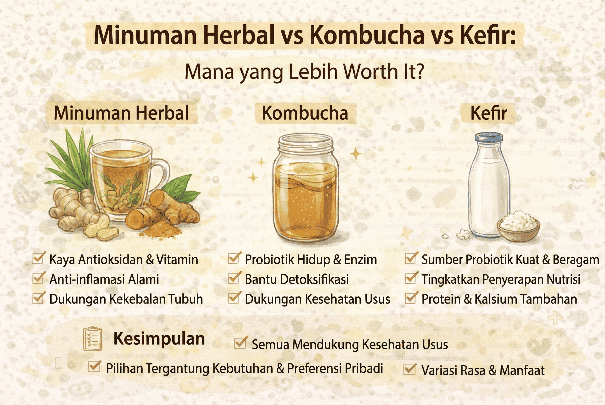 Minuman Herbal vs Kombucha vs Kefir: Mana yang Lebih Worth It?